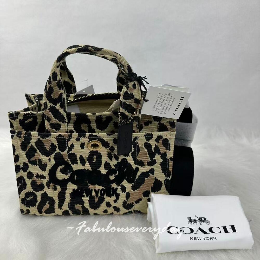 Coach Cargo Tote Bag 26 Crossbody With Leopard Print In Canvas CP769 + Dust Bag